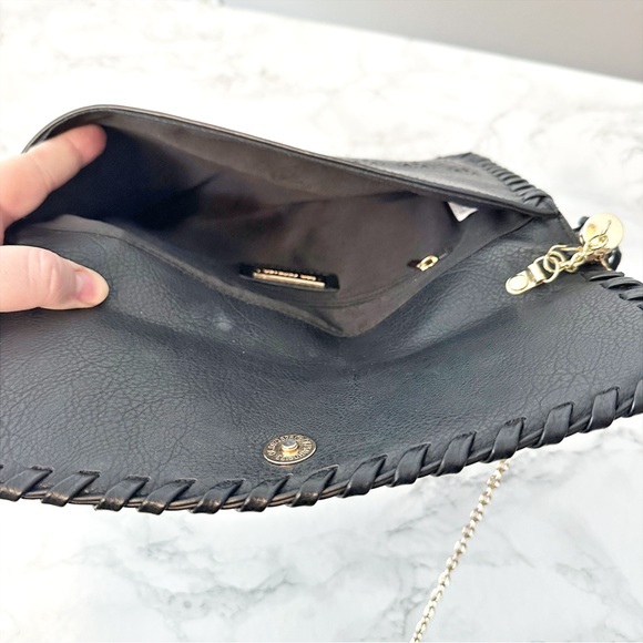 Bam Forever Laser Cut Vegan Leather Tassel Gold Chain Crossbody Purse Clutch - Picture 5 of 9